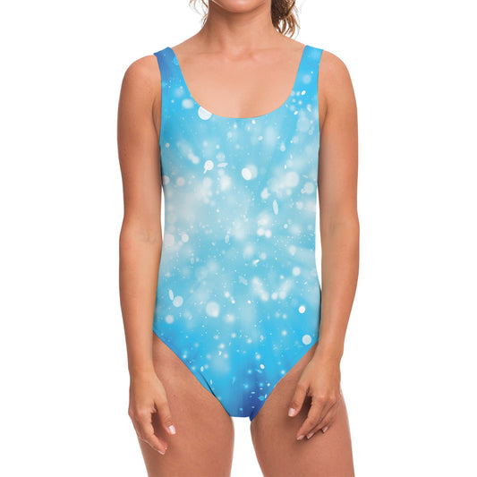 Blue Sparkle Light Print One Piece Swimsuit