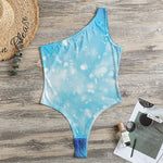 Blue Sparkle Light Print One Shoulder Bodysuit