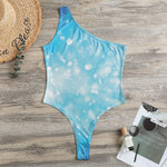 Blue Sparkle Light Print One Shoulder Bodysuit