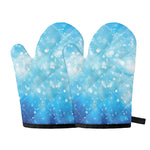 Blue Sparkle Light Print Oven Mitts