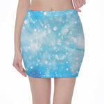Blue Sparkle Light Print Pencil Mini Skirt