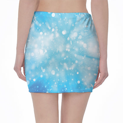 Blue Sparkle Light Print Pencil Mini Skirt