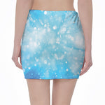 Blue Sparkle Light Print Pencil Mini Skirt