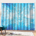 Blue Sparkle Light Print Pencil Pleat Curtains