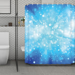 Blue Sparkle Light Print Polyester Shower Curtain