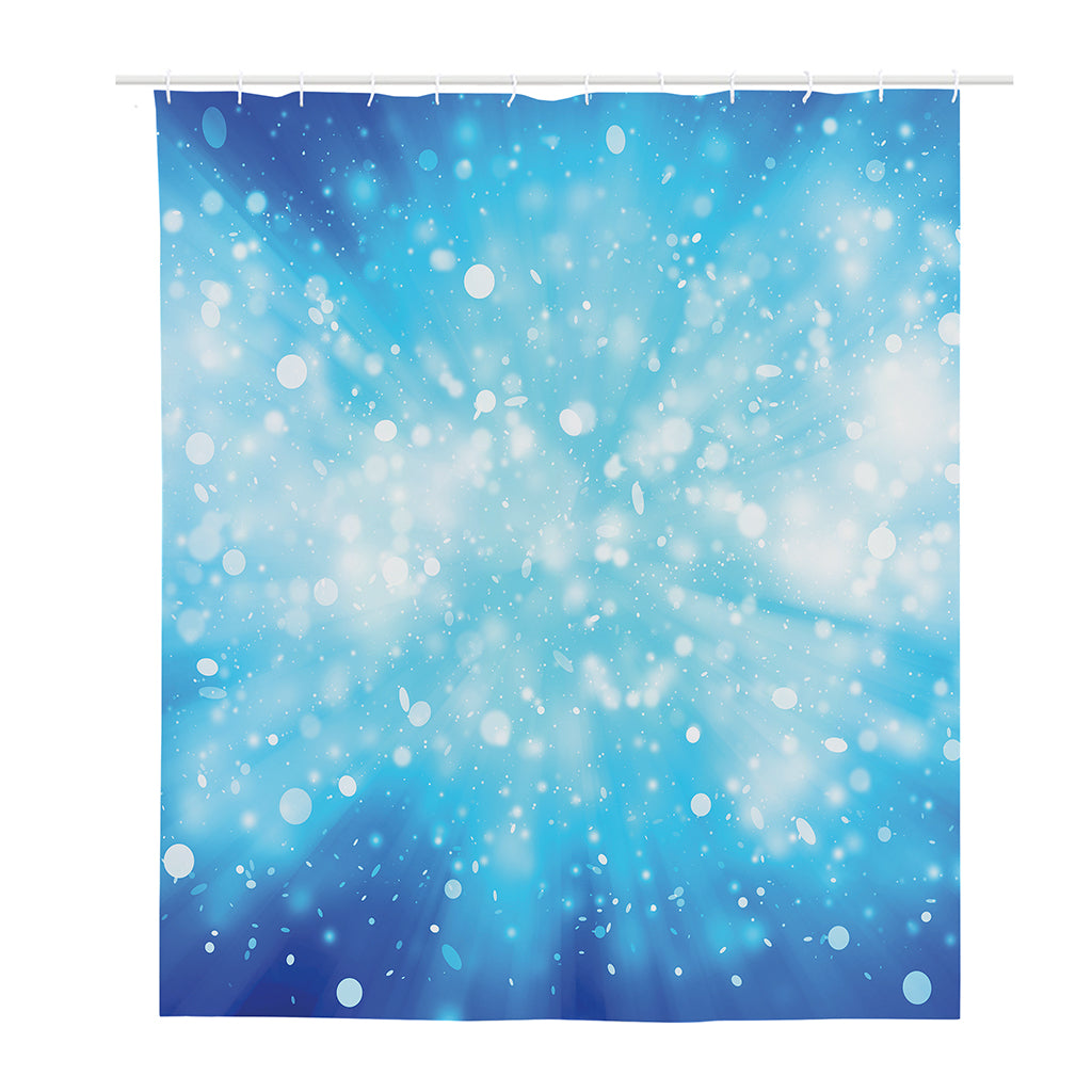 Blue Sparkle Light Print Polyester Shower Curtain
