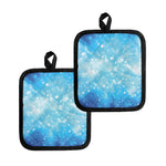 Blue Sparkle Light Print Pot Holders