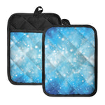 Blue Sparkle Light Print Pot Holders With Pocket