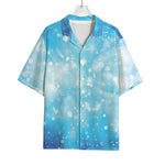 Blue Sparkle Light Print Rayon Hawaiian Shirt