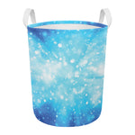 Blue Sparkle Light Print Round Laundry Basket