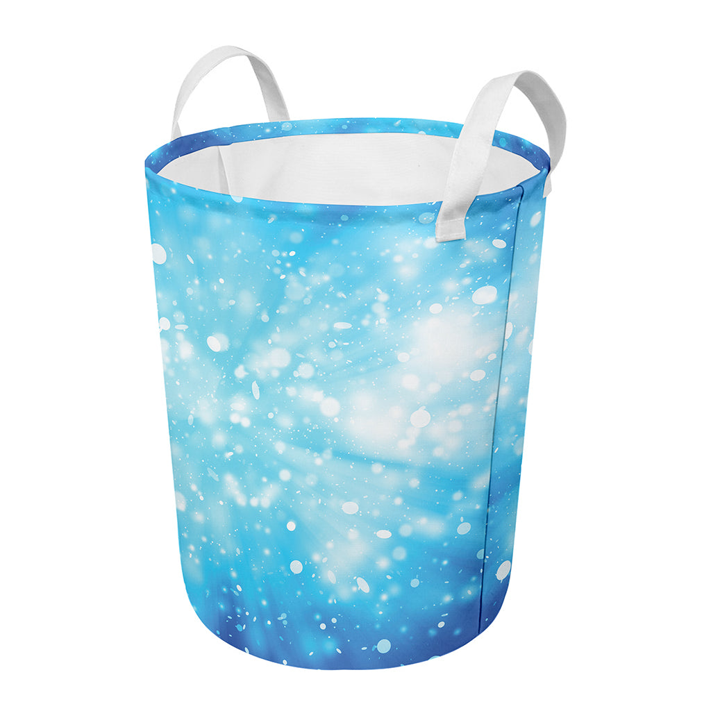 Blue Sparkle Light Print Round Laundry Basket