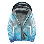 Blue Sparkle Light Print Sherpa Lined Zip Up Hoodie
