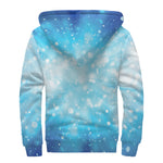 Blue Sparkle Light Print Sherpa Lined Zip Up Hoodie