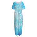 Blue Sparkle Light Print Short Sleeve Long Nightdress