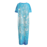Blue Sparkle Light Print Short Sleeve Long Nightdress