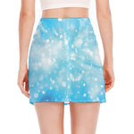 Blue Sparkle Light Print Side Slit Mini Skirt