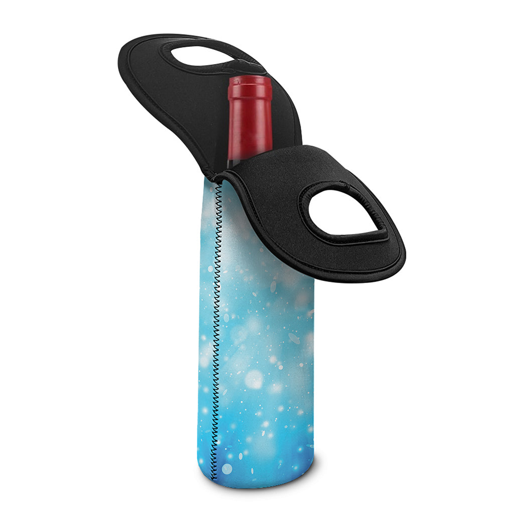 Blue Sparkle Light Print Single Neoprene Wine Tote