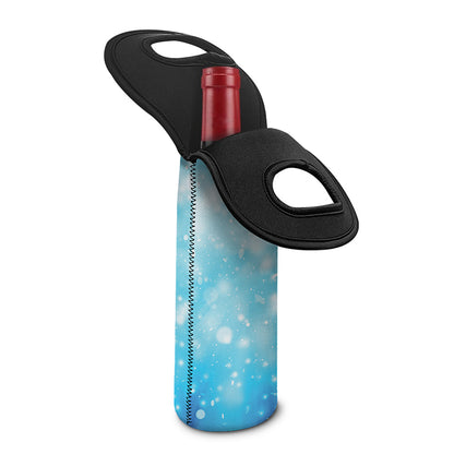 Blue Sparkle Light Print Single Neoprene Wine Tote