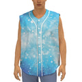 Blue Sparkle Light Print Sleeveless Baseball Jersey