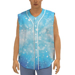 Blue Sparkle Light Print Sleeveless Baseball Jersey