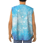 Blue Sparkle Light Print Sleeveless Baseball Jersey
