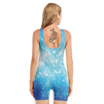 Blue Sparkle Light Print Sleeveless One Piece Swimsuit