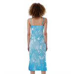 Blue Sparkle Light Print Slim Fit Midi Cami Dress