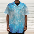 Blue Sparkle Light Print Textured Short Sleeve Shirt