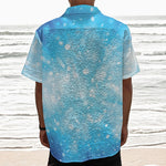 Blue Sparkle Light Print Textured Short Sleeve Shirt