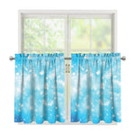 Blue Sparkle Light Print Tier Curtains