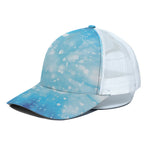 Blue Sparkle Light Print White Mesh Trucker Cap