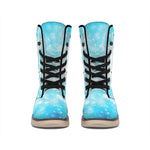 Blue Sparkle Light Print Winter Boots
