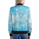 Blue Sparkle Light Print Women's Bomber Jacket