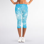 Blue Sparkle Light Print Women's Capri Leggings