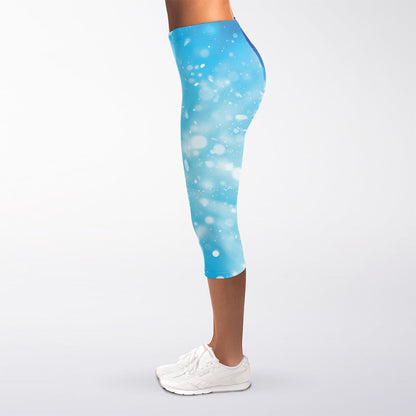 Blue Sparkle Light Print Women's Capri Leggings