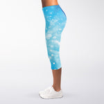 Blue Sparkle Light Print Women's Capri Leggings