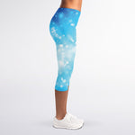Blue Sparkle Light Print Women's Capri Leggings