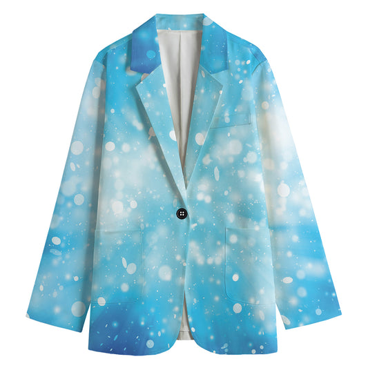 Blue Sparkle Light Print Women's Cotton Blazer