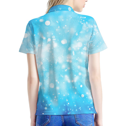 Blue Sparkle Light Print Women's Polo Shirt