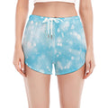 Blue Sparkle Light Print Women's Split Running Shorts