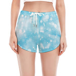 Blue Sparkle Light Print Women's Split Running Shorts