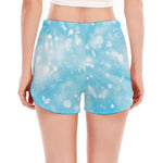 Blue Sparkle Light Print Women's Split Running Shorts