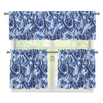 Blue Spring Butterfly Pattern Print 3 Piece Kitchen Curtains