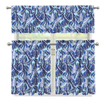 Blue Spring Butterfly Pattern Print 3 Piece Kitchen Curtains