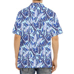 Blue Spring Butterfly Pattern Print Aloha Shirt