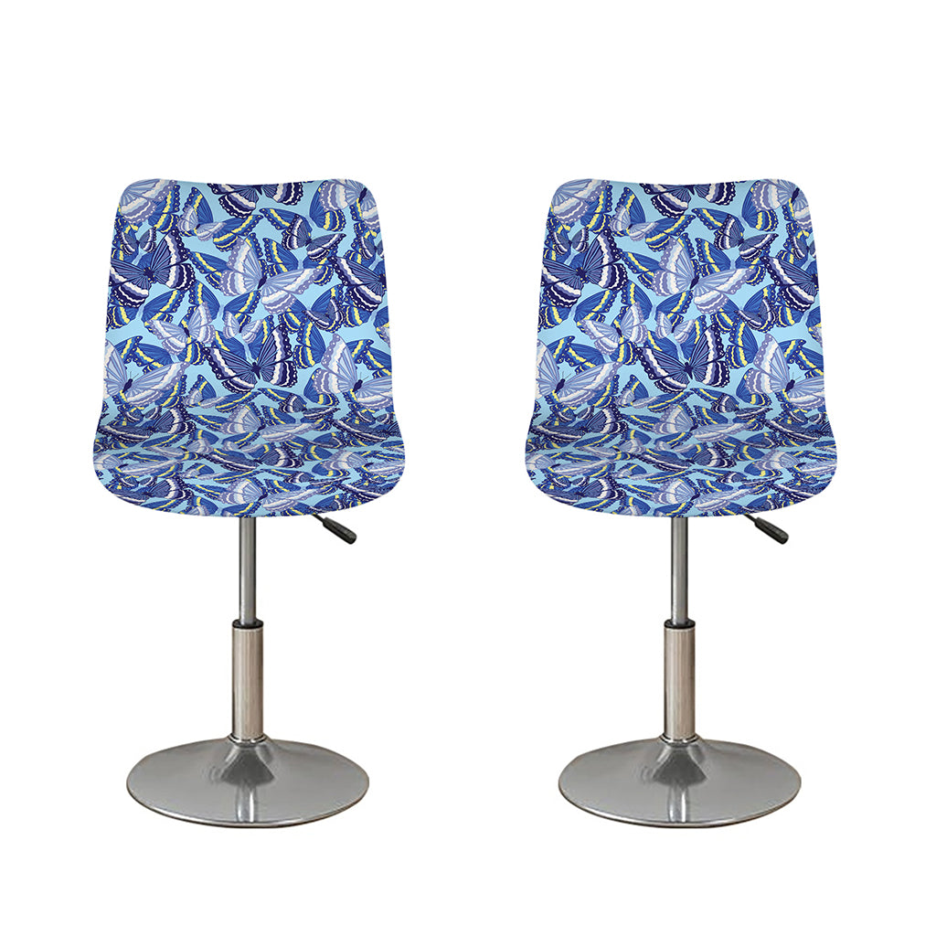 Blue Spring Butterfly Pattern Print Bar Stool Covers