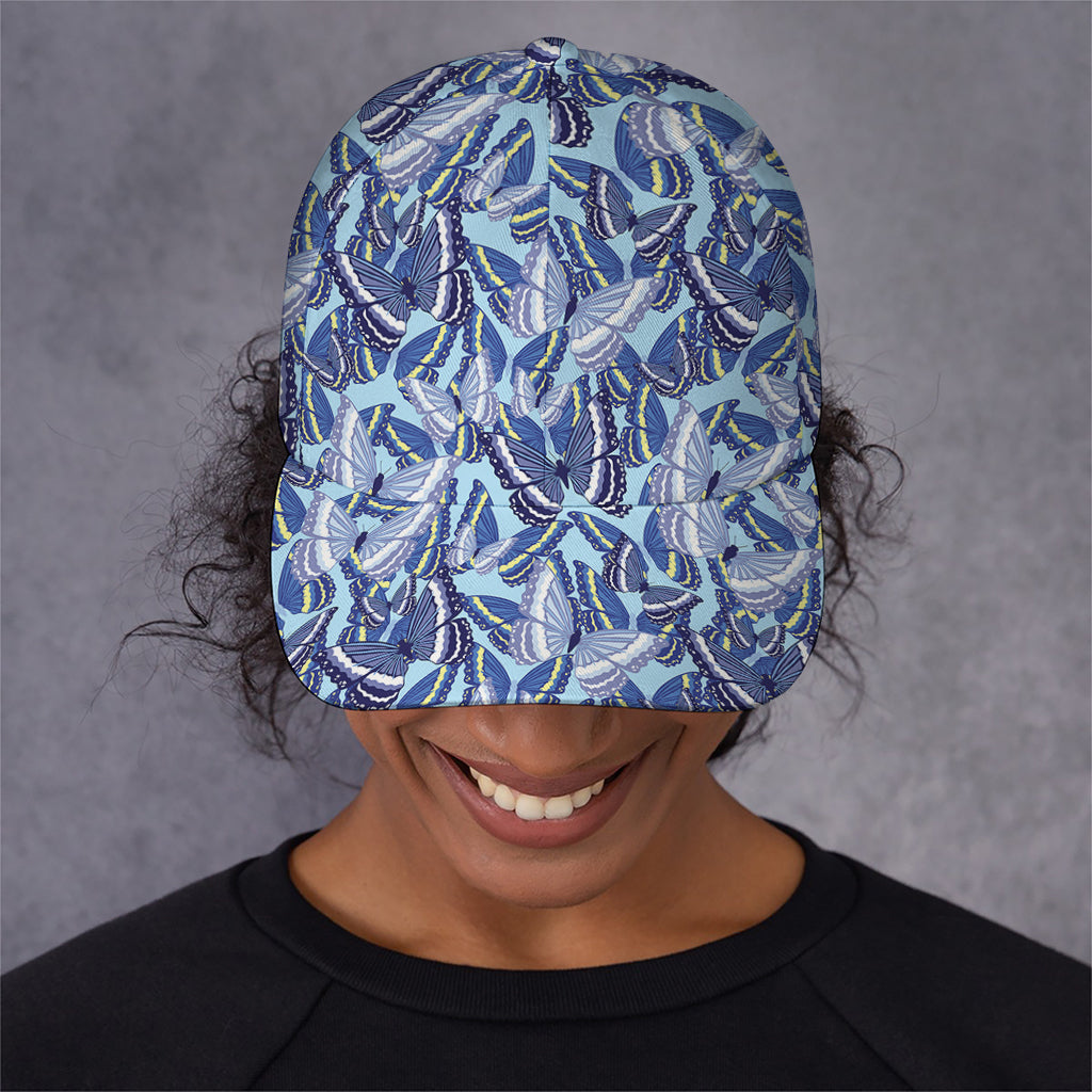 Blue Spring Butterfly Pattern Print Baseball Cap