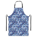Blue Spring Butterfly Pattern Print Bib Apron With Pocket