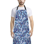 Blue Spring Butterfly Pattern Print Bib Apron With Pocket