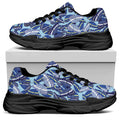 Blue Spring Butterfly Pattern Print Black Chunky Shoes